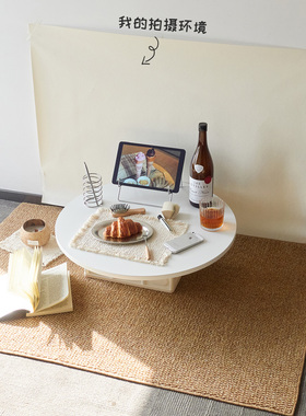 白色桌板+墙面背景布拍照道具新年美食拍摄桌子plog博主摄影装饰