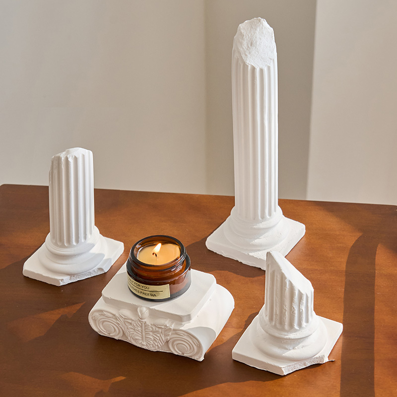 纯石膏罗马柱摆件桌面装饰品欧式