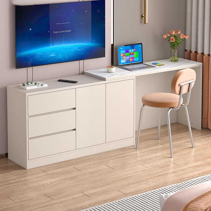 卧室岩板电视柜一体转角伸缩梳妆台2025新款实木小户型收纳储物柜