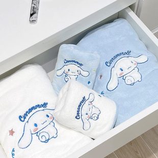 浴巾可爱瑚绒玉桂狗家用 洗澡吸水两件套女不掉毛三丽鸥毛巾柔套装