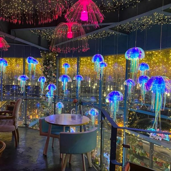 商场彩夏季酒吧道具展厅水母汽车海洋主题装饰店4s幻厂布置家吊饰
