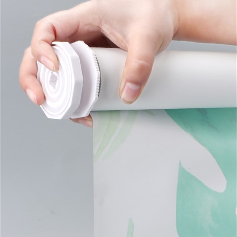 涨紧免孔山水画窗帘拉珠卷帘遮光卧室阳台客厅卫生间厨房打孔升降