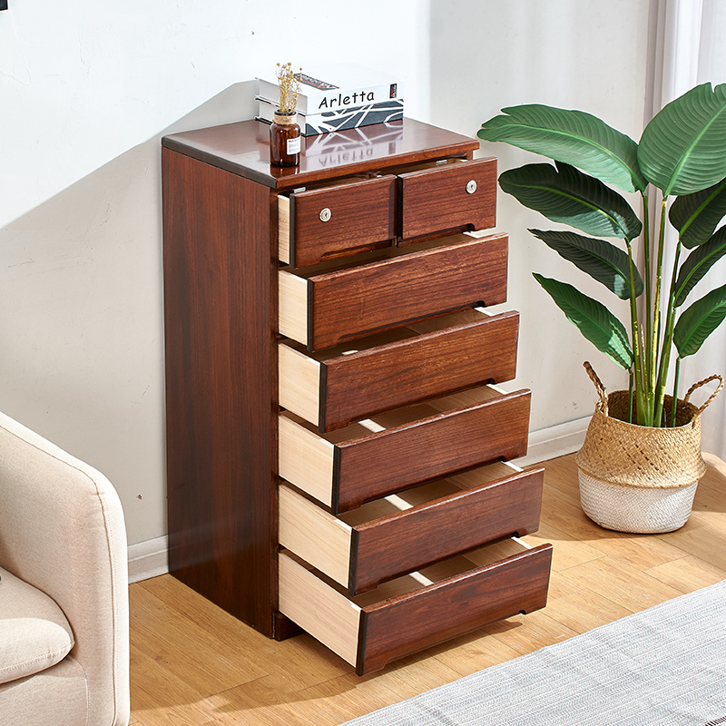 实木整装抽屉式收纳柜50/80宽斗柜四五六层 带锁储物柜客厅卧室柜