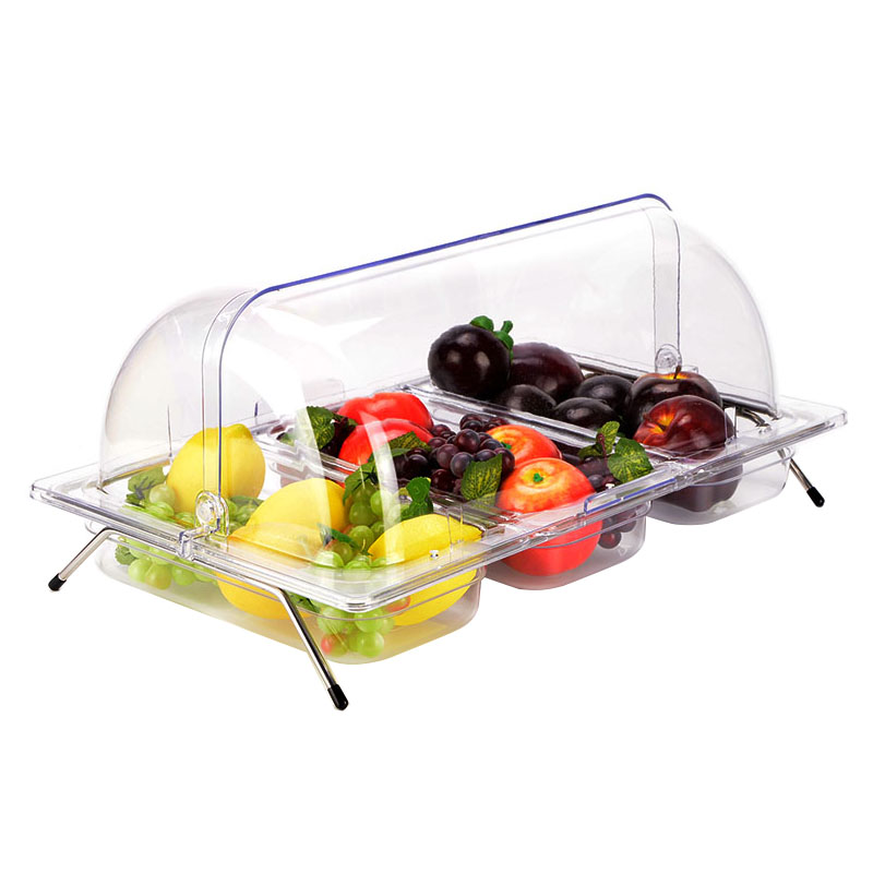 自助餐餐具透明罩卤菜多格展示盘带盖保鲜水果凉菜蛋糕点心试吃盘