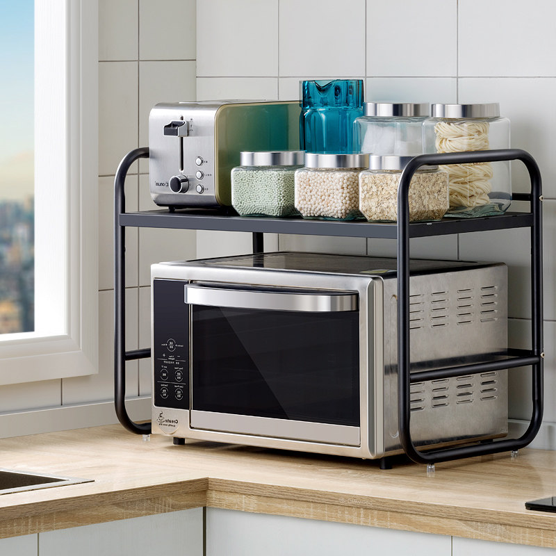 不锈钢厨房置物架微波炉架子桌面烤箱收纳神器台面家用双层调料架