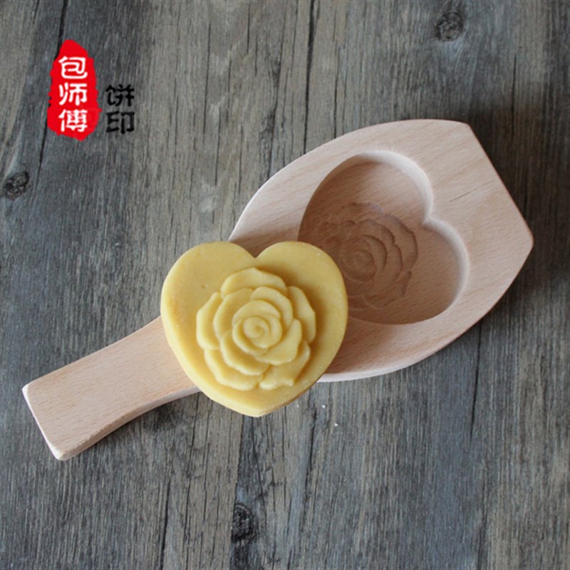 包邮绿豆糕清明果蒸糕月饼馒头模具磨具木质面食花样心形玫瑰家用