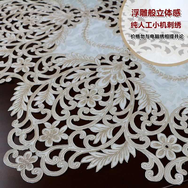 大圆桌布布艺欧式田园美式中式刺绣花镂空餐桌垫茶几盖巾家用台布