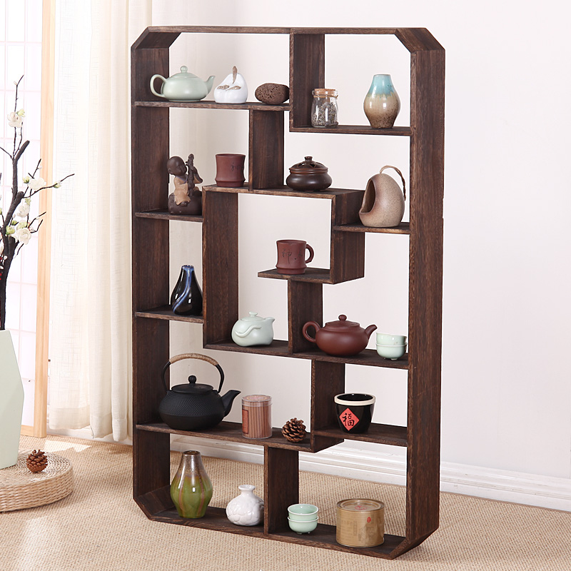 实木茶杯架多宝阁展示博古架置物架茶壶茶具柜壁挂挂墙古董架茶叶
