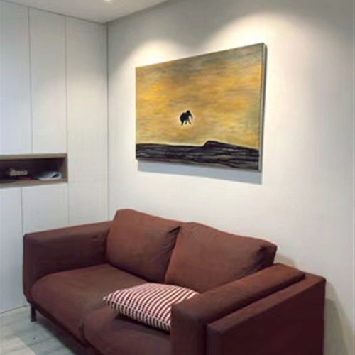 常玉油画孤独的小象临摹复制品简约现代动I物装饰画书房挂画sanyu