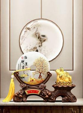 玉饰石平安金蟾pingnsak招财摆件客厅办公室装礼品公司乔迁开业扣