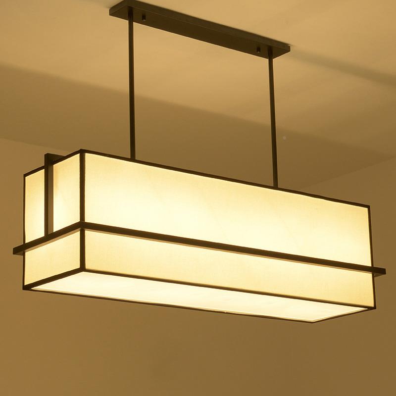 代新工中式现餐厅客厅长方形灯程卧室书房会所节能吊灯铁436DJW艺