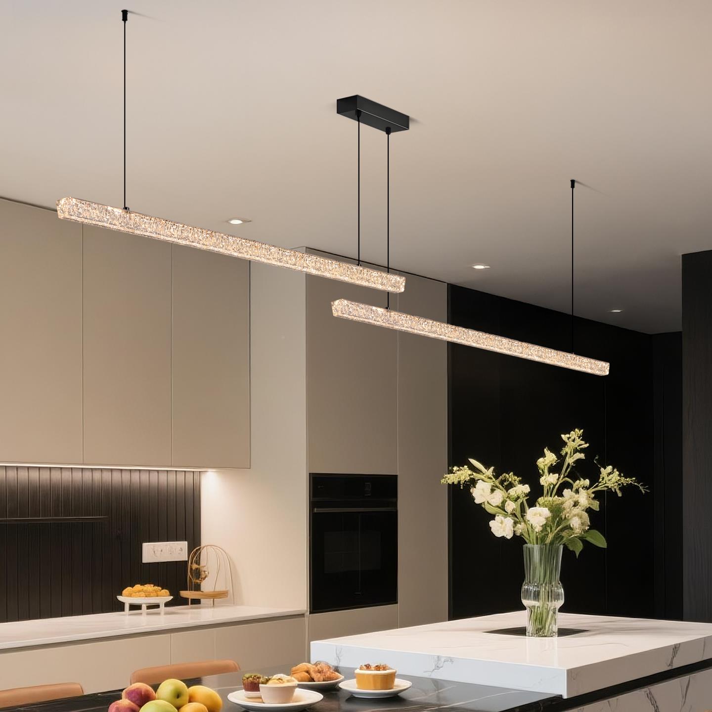 线一字眼现长条饭厅吊灯意式轻8557奢冰裂纹极简代简约吧台岛台护