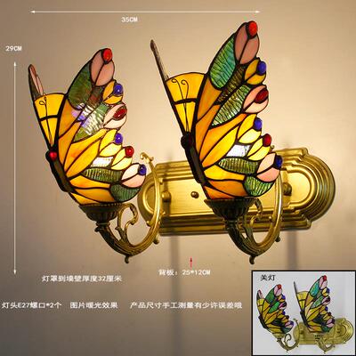 壁灯凡尼彩色玻璃复灯古餐厅楼梯灯吧过道蒂80929墙壁蝴酒蝶琉璃