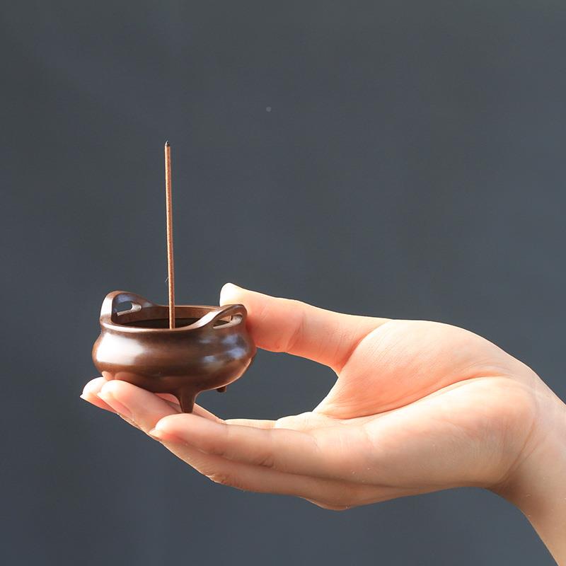 迷你略萌桥耳携炉檀熏香炉家用室内纯铜香茶道略萌桥耳便创意线香