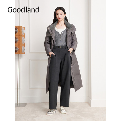 Goodland美地通勤直筒阔腿裤女垂坠感显瘦2025冬新品LC35520140