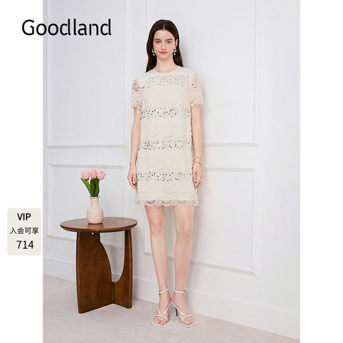 Goodland美地重工亮片蕾丝连衣裙2026夏季新款LC36205680