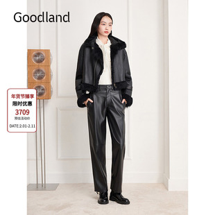 Goodland美地两面穿羊毛皮毛一体短外套女皮草25冬新款LC35309110