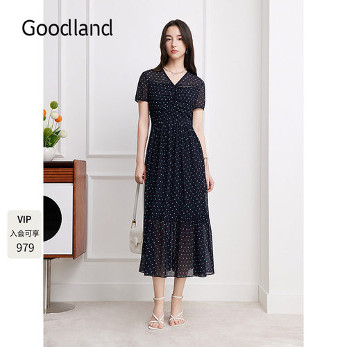 Goodland美地法式波点连衣裙女夏季收腰显瘦2026新款LC36205550