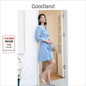 Goodland美地2024年秋新款 气质法式 小香风连衣裙优雅收腰a字裙