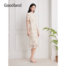 旗袍蕾丝连衣裙LC35205970 Goodland美地女装 2025夏季 新款 优雅中式