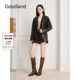 Goodland美地女装 LC35509090 新款 复古擦色pu皮衣西装 外套2025冬季