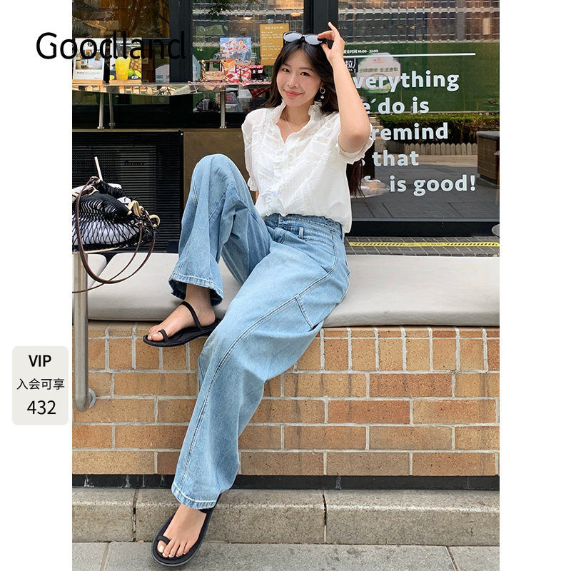 Goodland美地女装2025夏季新款真丝棉法式立领花边短袖衬衫上衣图片