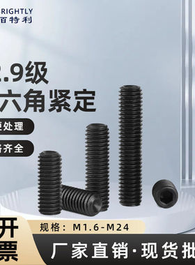 12.9级紧定螺丝内六角无头机米螺钉916顶丝M1.6M2-M24尖头DIN916