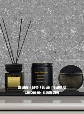 样板房酒店卫生间洗手台摆件黑色大理石托盘香薰套装意式装饰品