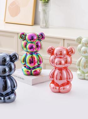 24款网红电镀陶瓷气球熊金银粉兰橙紫蓝红白色桌面装饰品摆件