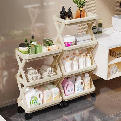 置物架卫生间厕所免打孔多层落地可移动带轮收纳车小推车架子