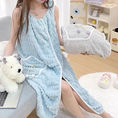 大宿小舍浴巾女裹全身可穿速干吸水大尺寸吊带夏季浴袍洗完澡穿的