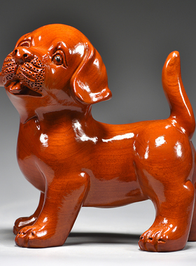 花梨木雕狗摆件十二生肖狗实木家居客厅J电视柜办公装饰红木工艺