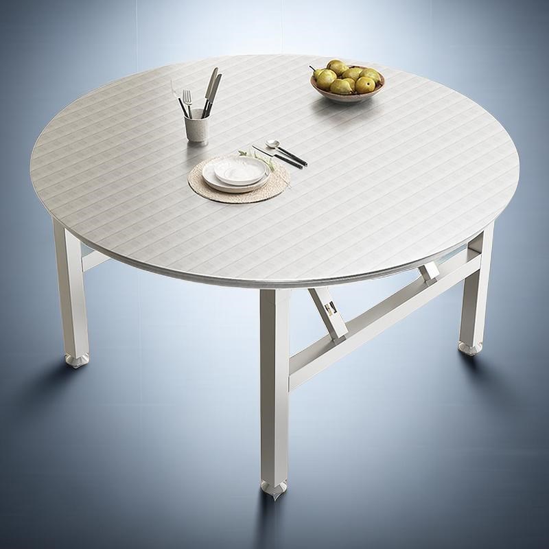 特厚全不锈钢折叠桌大排s档桌面圆形餐桌小户型出租房农村家用桌