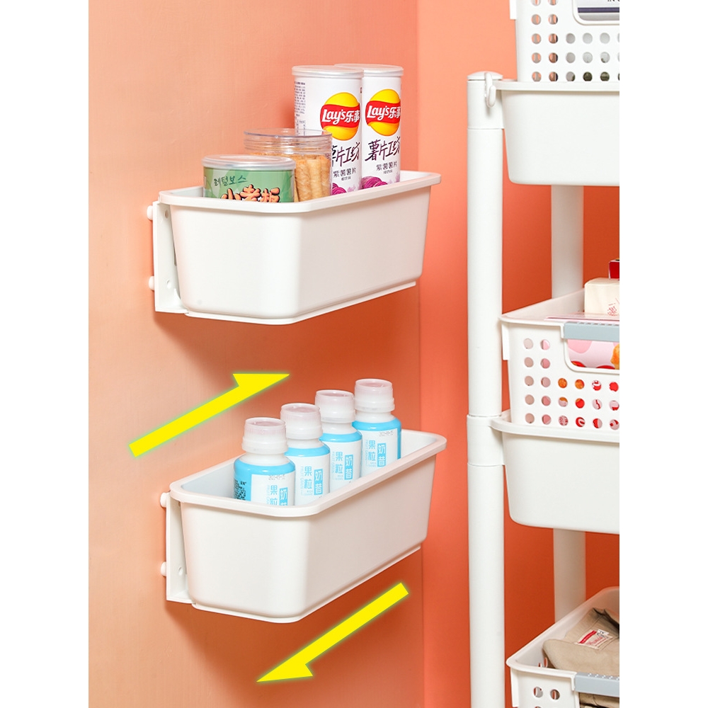 日式侧壁滑轨挂篮橱柜/浴室柜内侧面挂壁式收纳筐夹缝挂壁储物