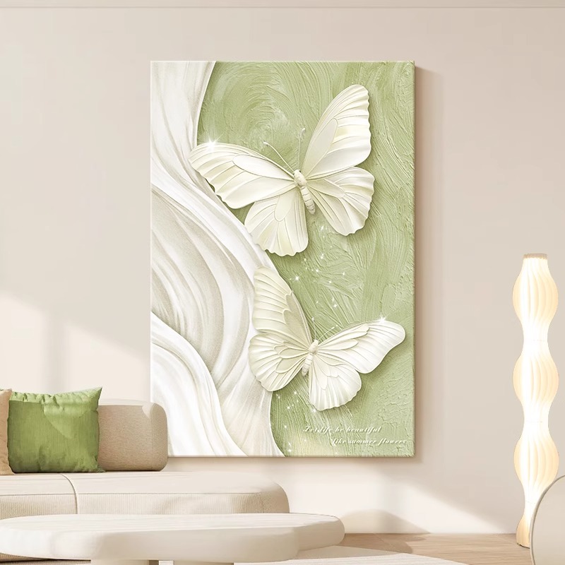 轻法式奶油风钻石k画庄生梦蝶2024新款珠画满钻十字绣蝴蝶客厅高