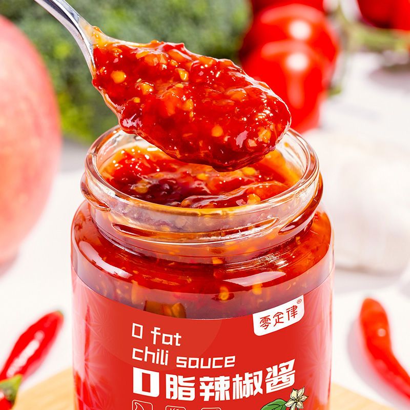 0脂肪牛肉辣椒酱蒜蓉酱拌饭拌面水煮菜健身香辣鲜椒酱低脂肪酱料