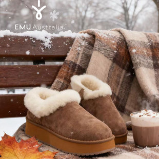 EMU Australia雪地靴女款包头毛毛拖鞋加绒加厚保暖厚底女鞋2025