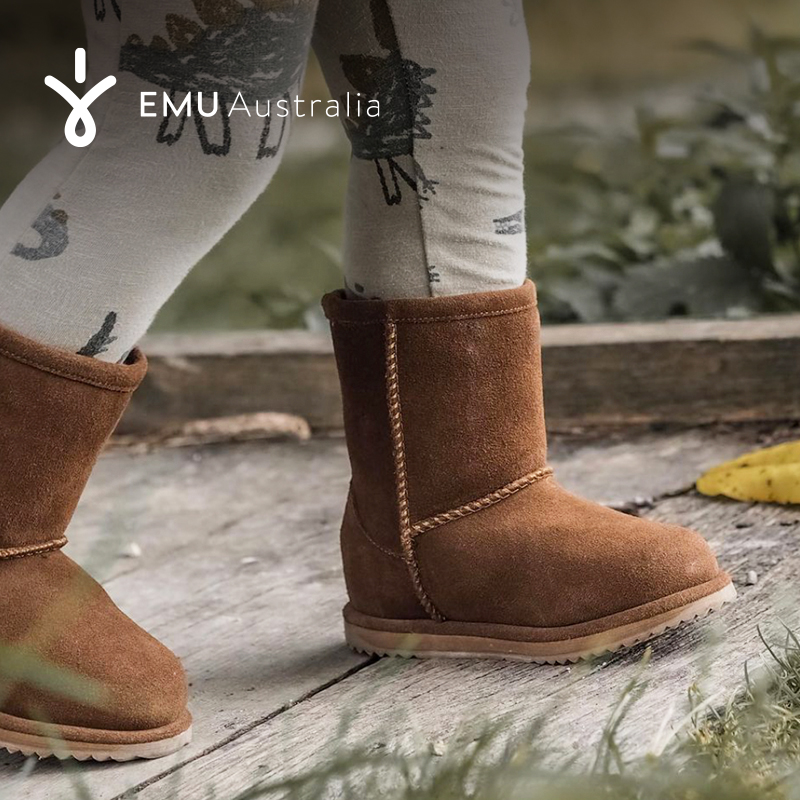 EMU Australia澳洲雪地靴男女童同款羊皮鞋防水防滑纯羊毛K10773