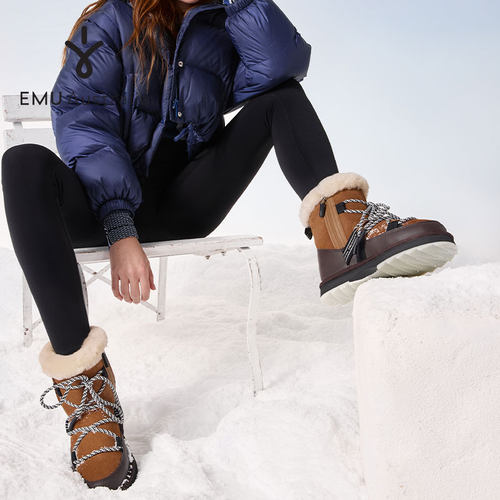 EMUAustralia防水雪地靴女款羊皮靴保暖厚底防滑皮毛一体时尚短靴