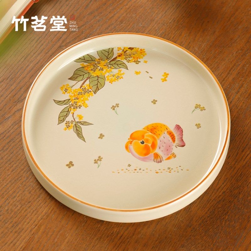 草木灰壶承干泡台藤n编壶垫储水式茶盘大号盖碗茶壶底座丝瓜络壶