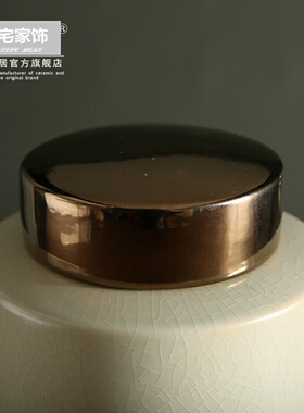 现代简约装e饰罐室内家居用品 冰裂纹白青色陶瓷储物罐 直身圆盖