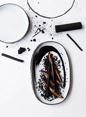 法国Revol Caractere椭圆陶瓷餐盘牛排盘Q子粗陶家用餐具盘子鱼盘