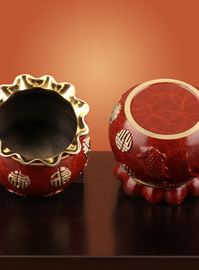 全铜《福禄有余钱袋》铜彩聚宝盆客厅摆件工艺铜S制品家居装饰摆