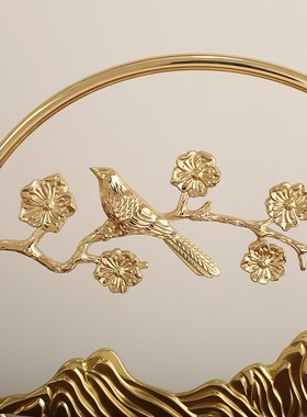 轻奢黄铜麋鹿摆件创意q入户玄关装饰品新中式招财摆设纯铜乔迁礼