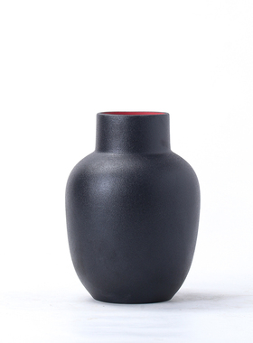 现代北欧样板房客厅黑色哑光陶瓷花瓶摆件新中P式酒店摆场软装饰