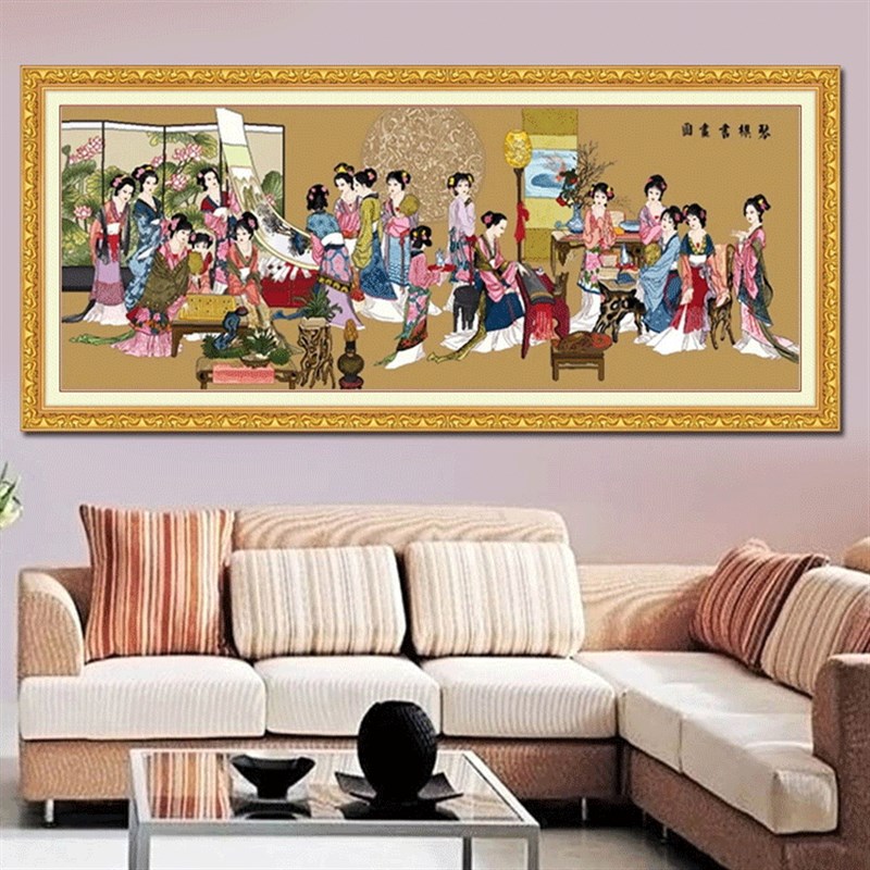 琴棋书画钻石画手工贴画十字绣点钻粘贴砖石圆钻DIUY客厅大幅2米