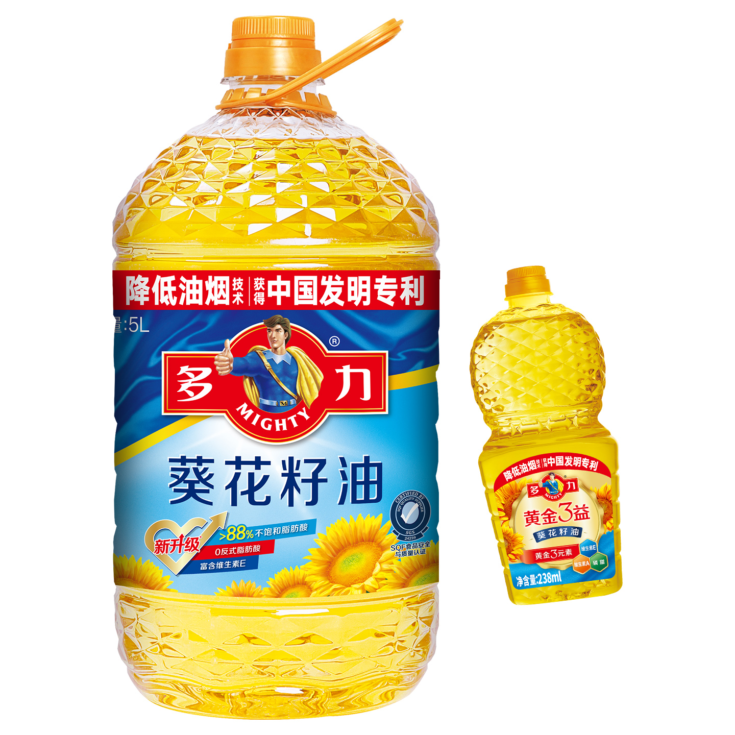 多力葵花籽油5L+赠238ml家用大桶一级压榨食用油 团购员工礼品