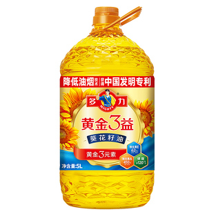 多力黄金3益葵花籽油5L 家用大桶油一级压榨食用油