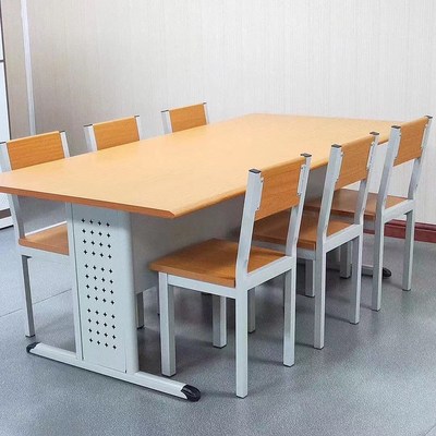 钢木阅览桌图书馆椅子阅览室桌椅组合阅读桌子钢制书架学校办公桌