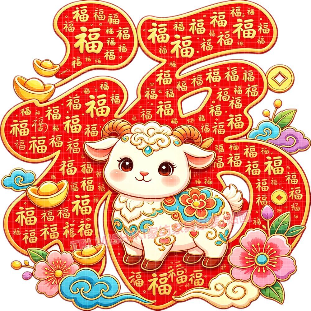 羊年福字门贴新款喜庆红红火火招